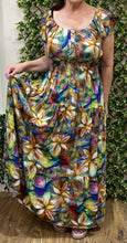 New Artist Effect Flower Print Bardot Maxi Dress (3 Colours)