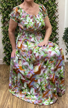 New Artist Effect Flower Print Bardot Maxi Dress (2 Colours)
