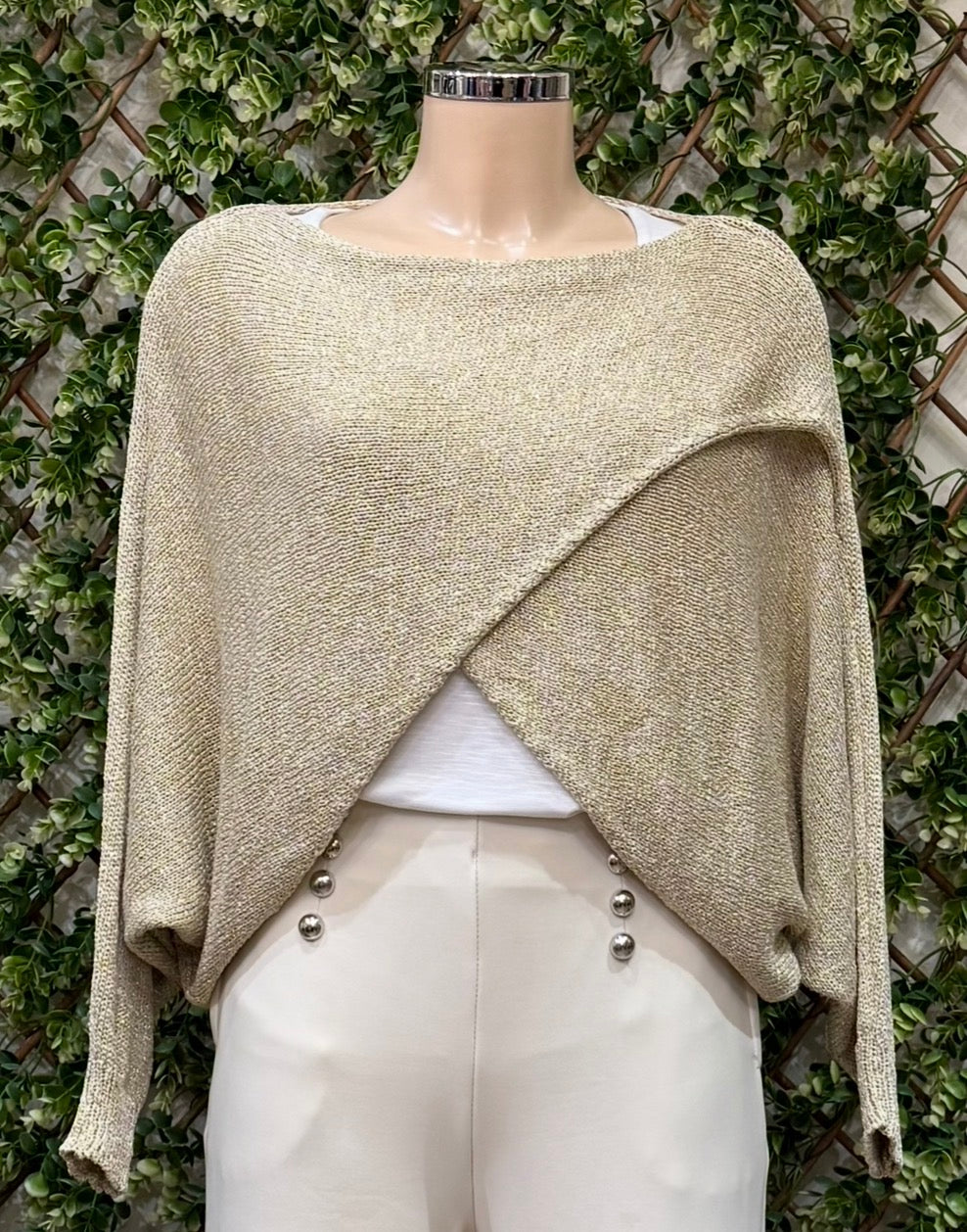 Jane Soft Gold Fleck Crossover Jumper