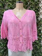 Plain Cotton Lace Detail Button Front Top (5 Colours)