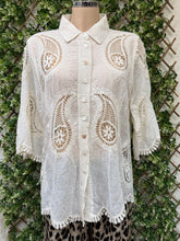 Plain Cotton Lace Paisley Embroidered Design Shirt (3 Colours)