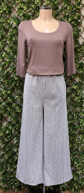 Marled Textured Effect Wide Leg Elastic Waist Trousers (3 Colours)