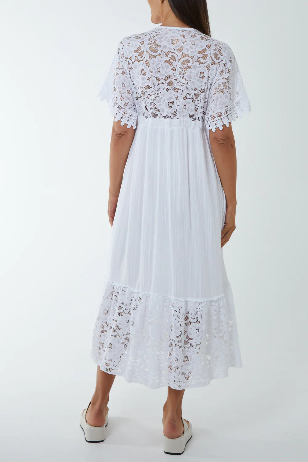 White lace midi online dress
