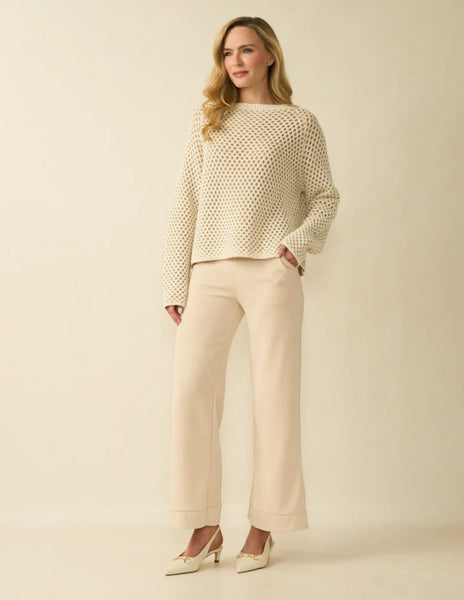 D.E.C.K By Decollage 2435 Punto Milano Plain Wide Leg Trousers (5 Colours)