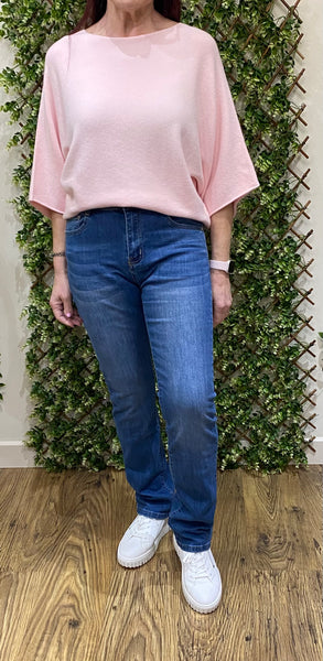 Voggo Super Stretchy High Rise Straight Leg Mid Wash Jeans