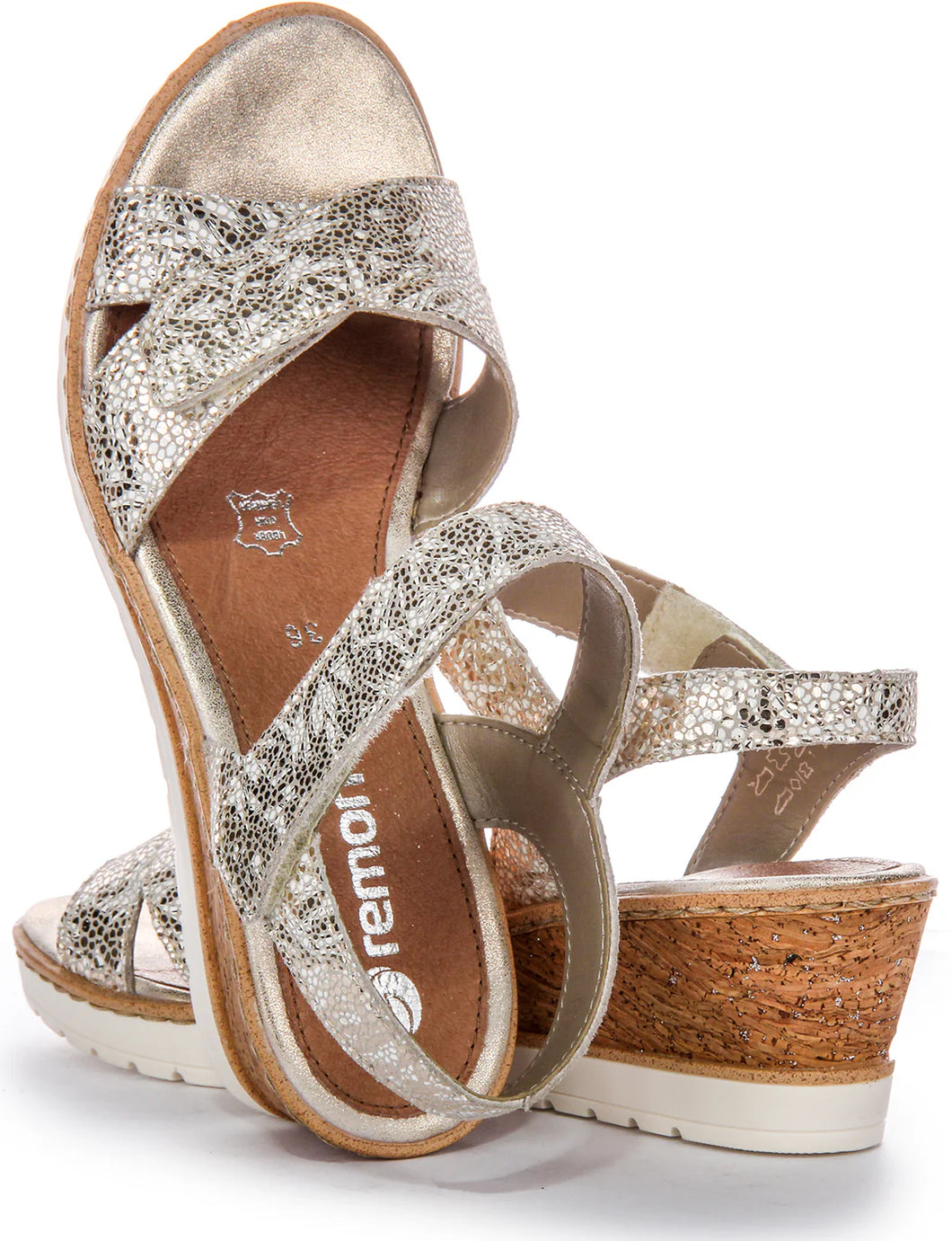 Remonte R6252 sandali con zeppa donna sandali da sera in pelle oro Remonte R6252 sandali con zeppa donna sandali da sera in pelle oro