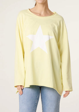 Plain Stretchy Cotton Long Sleeved Star Top
