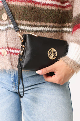 Small Crossbody Bag With Wristlet Strap And Gold Tree Of Life Logo (24 Colours)