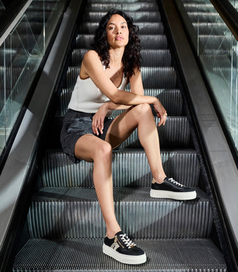 Rieker M1912-00 Morokko Black Leather Flatform Trainers