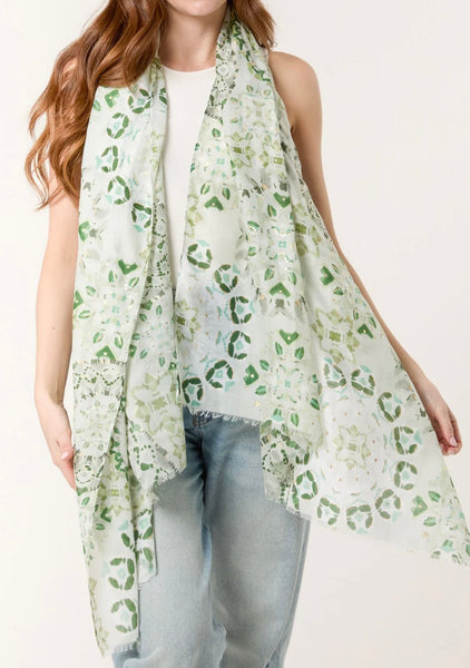 Green Multi Mosaic Print Scarf
