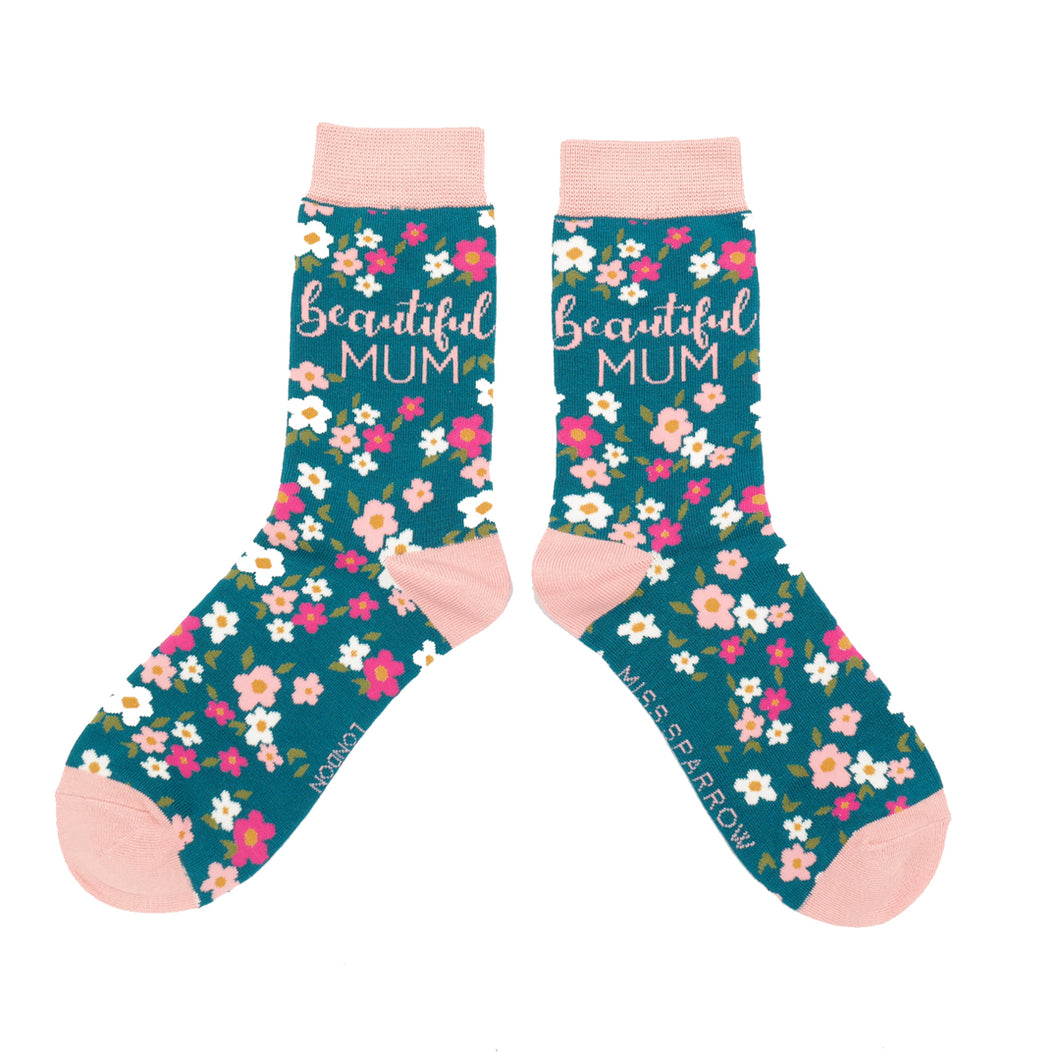 Miss Sparrow Bamboo Teal Beautiful Mum Socks