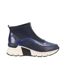 Rieker N6352-14 Navy And White Wedge Ankle Zip Front Trainer Boots