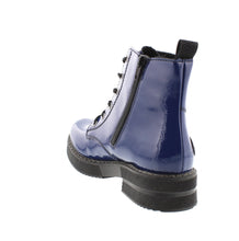 Rieker  72010-15 Blue Patent Lace Up Ankle Boots