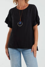 Plain Crochet Back Frill Sleeve Top With Necklace (4 Colours)