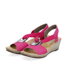 Rieker 624H6-32 Pink Low Wedge Elasticated Sandals