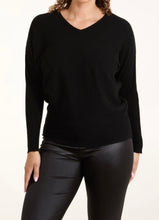 V-Lace Back Plain Black  Ribbed Pearl Ribbon Tie Jumper