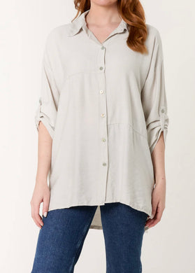 Plain Stretchy Roll Sleeve Button Shirt (5 Colours)
