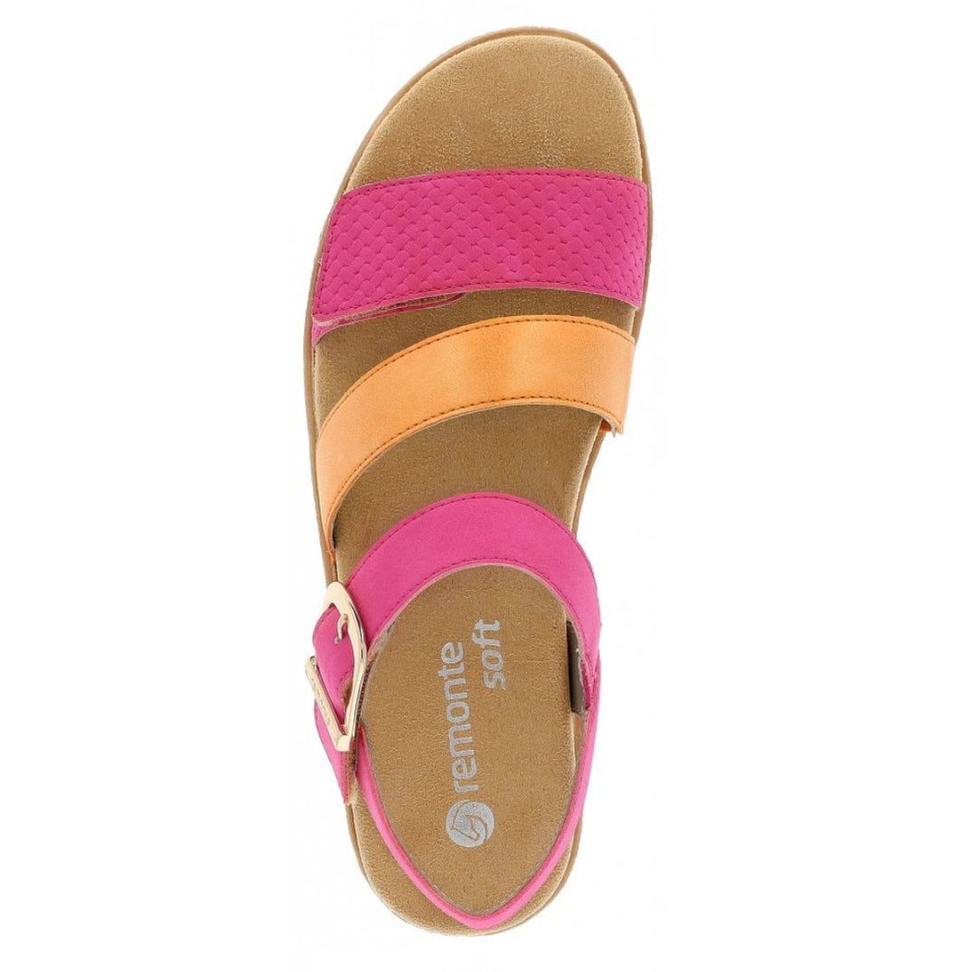 Remonte D0Q55-31 Morelia Magenta And Orange Flatform Wedge Sandals ...