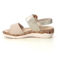 Remonte R6853-61 Columbo Beige And Soft Gold Metallic Leather Low Wedge Sandals