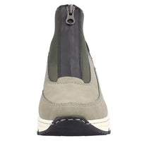 Rieker N6352-52 Khaki Green Wedge Zip Up Front Trainer Ankle Boots