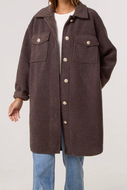 Plain Utility Style Longline Shacket Coat (2 Colours)