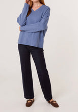 Plain V-Neck Button Sleeve Detail Knitted Jumper (2 Colours)