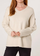 Plain V-Neck Button Sleeve Detail Knitted Jumper (2 Colours)