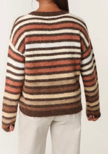 Brown And Cream Combination Round Neck Colourful Striped Jumper