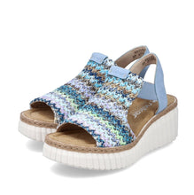 Rieker 69172-91 Morelia Blue Multi Weave Wedge Sandals