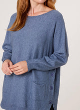 Plain Slash Neck Jumper With Side Button Detail And Front Pockets (4 Colours)