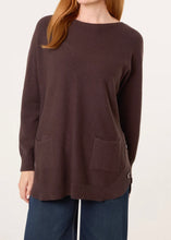 Plain Slash Neck Jumper With Side Button Detail And Front Pockets (4 Colours)