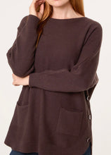 Plain Slash Neck Jumper With Side Button Detail And Front Pockets (4 Colours)