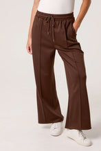 Plain Chocolate Pintuck Wide Leg Jogger Style Trousers