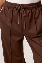 Plain Chocolate Pintuck Wide Leg Jogger Style Trousers