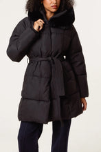 Plain Mid-Length Puffer Coat With Fur Hood (2 Colours)