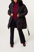 Plain Mid-Length Puffer Coat With Fur Hood (2 Colours)