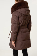 Plain Mid-Length Puffer Coat With Fur Hood (2 Colours)