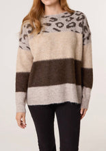 Animal Print Colour Block Knitted Jumper (2 Colours)