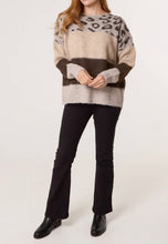 Animal Print Colour Block Knitted Jumper (2 Colours)