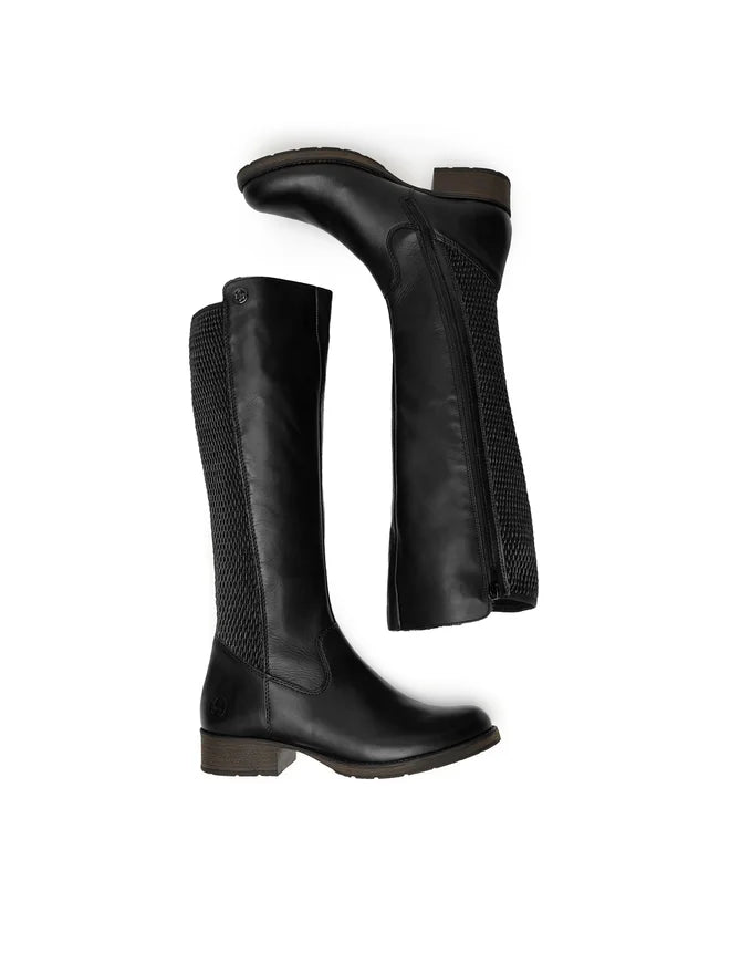 Rieker Z9591 00 Black Leather Knee High Long Boots