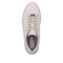 Rieker Evolution W0503-80 Ecru Leather Lace-Up Trainers