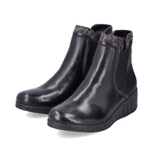 Rieker Y1383-01 Chelsea Style Wedge Black Leather Ankle Boots