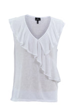 Marble 7376 Fine Knit V-Neck Frill Front Sleeveless Top (2 Colours)