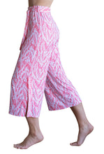 Marble 7409 Watermelon And White Print Stretchy Cropped Wide Leg Trousers