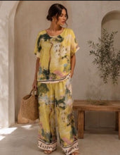 Sarah Satin Landscape Watercolour Print Round Neck Top (6 Colours)