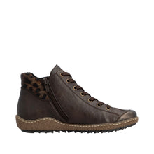 Rieker L7514-25 Brown And Leopard Print Detail Tex Trainer Boots