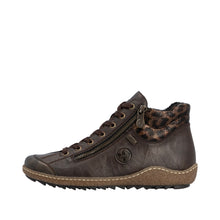 Rieker L7514-25 Brown And Leopard Print Detail Tex Trainer Boots