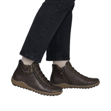 Rieker L7514-25 Brown And Leopard Print Detail Tex Trainer Boots