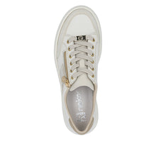 Rieker M1912-80 Morelia Leather Beige And Light Gold Combination Flatform Trainers