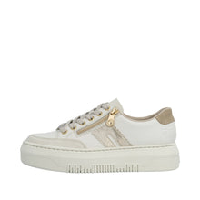 Rieker M1912-80 Morelia Leather Beige And Light Gold Combination Flatform Trainers
